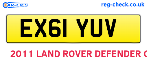 EX61YUV are the vehicle registration plates.