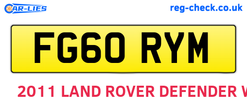 FG60RYM are the vehicle registration plates.