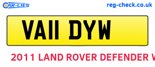 VA11DYW are the vehicle registration plates.