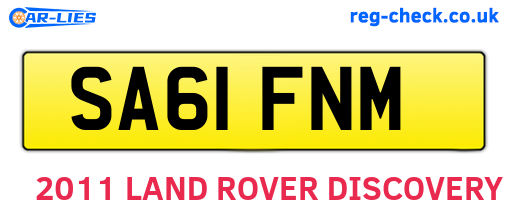 SA61FNM are the vehicle registration plates.