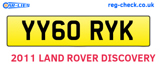 YY60RYK are the vehicle registration plates.