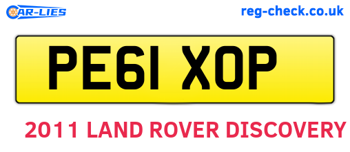PE61XOP are the vehicle registration plates.