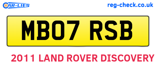 MB07RSB are the vehicle registration plates.