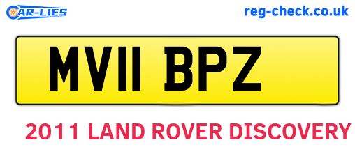 MV11BPZ are the vehicle registration plates.