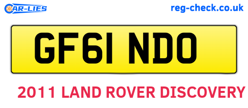 GF61NDO are the vehicle registration plates.