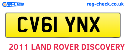 CV61YNX are the vehicle registration plates.