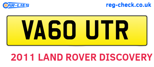 VA60UTR are the vehicle registration plates.