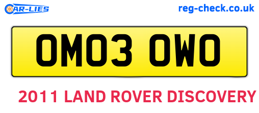 OM03OWO are the vehicle registration plates.