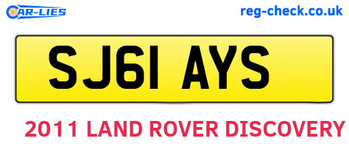SJ61AYS are the vehicle registration plates.