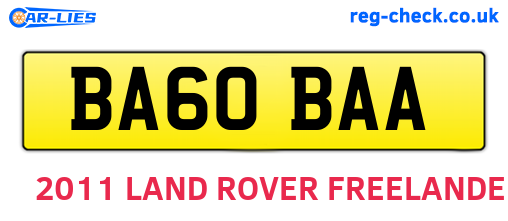 BA60BAA are the vehicle registration plates.