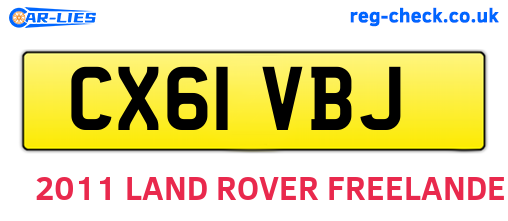 CX61VBJ are the vehicle registration plates.