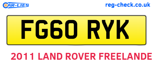 FG60RYK are the vehicle registration plates.
