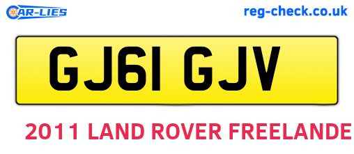 GJ61GJV are the vehicle registration plates.