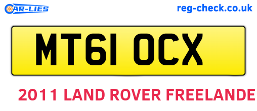 MT61OCX are the vehicle registration plates.