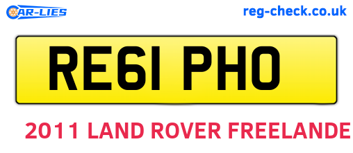 RE61PHO are the vehicle registration plates.