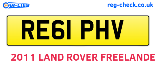 RE61PHV are the vehicle registration plates.