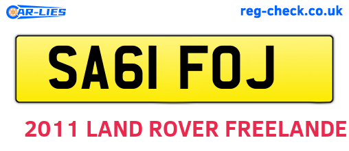 SA61FOJ are the vehicle registration plates.