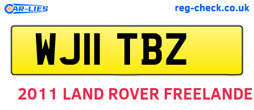 WJ11TBZ are the vehicle registration plates.