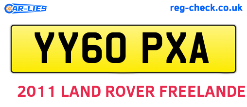 YY60PXA are the vehicle registration plates.