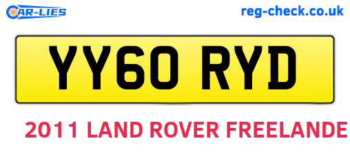 YY60RYD are the vehicle registration plates.