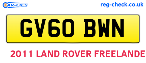 GV60BWN are the vehicle registration plates.