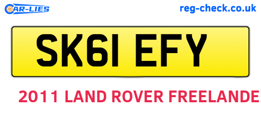 SK61EFY are the vehicle registration plates.