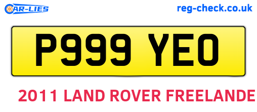 P999YEO are the vehicle registration plates.