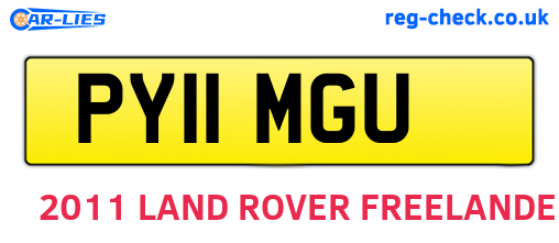 PY11MGU are the vehicle registration plates.