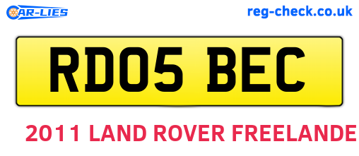 RD05BEC are the vehicle registration plates.