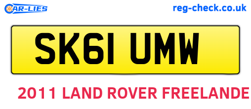 SK61UMW are the vehicle registration plates.