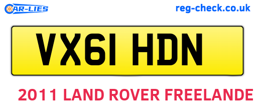 VX61HDN are the vehicle registration plates.
