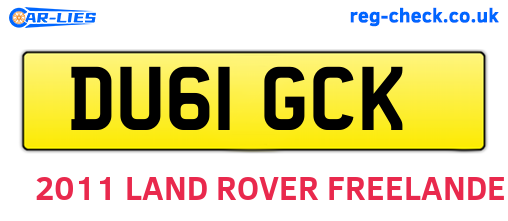 DU61GCK are the vehicle registration plates.