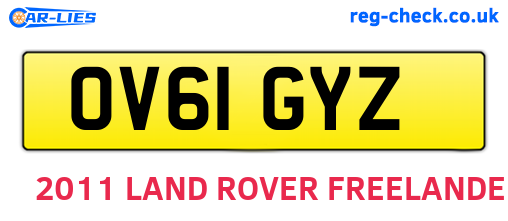 OV61GYZ are the vehicle registration plates.