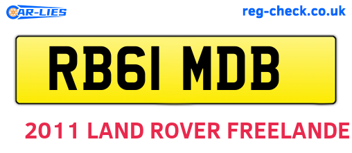 RB61MDB are the vehicle registration plates.