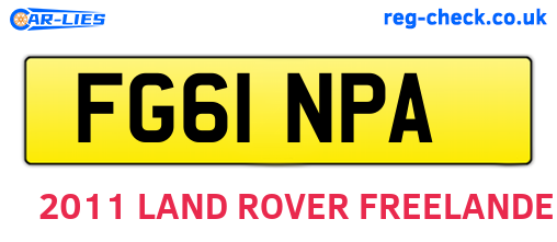 FG61NPA are the vehicle registration plates.