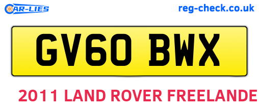 GV60BWX are the vehicle registration plates.