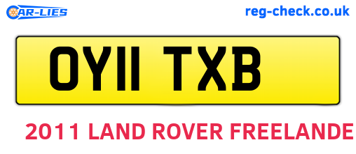 OY11TXB are the vehicle registration plates.