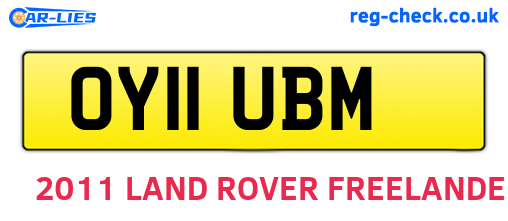 OY11UBM are the vehicle registration plates.