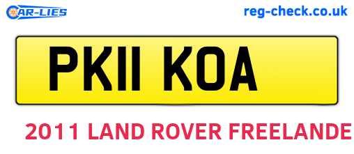 PK11KOA are the vehicle registration plates.