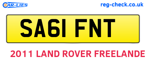SA61FNT are the vehicle registration plates.