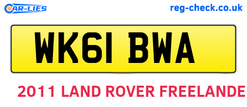 WK61BWA are the vehicle registration plates.