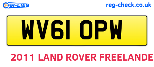 WV61OPW are the vehicle registration plates.