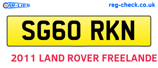 SG60RKN are the vehicle registration plates.