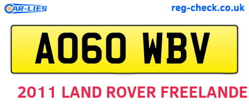 AO60WBV are the vehicle registration plates.