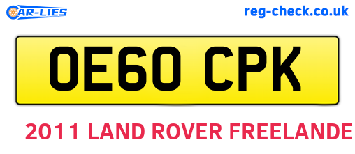 OE60CPK are the vehicle registration plates.