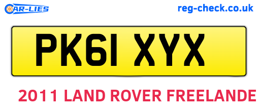 PK61XYX are the vehicle registration plates.