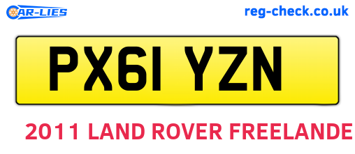 PX61YZN are the vehicle registration plates.
