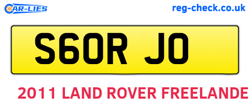 S60RJO are the vehicle registration plates.
