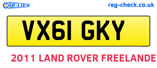 VX61GKY are the vehicle registration plates.