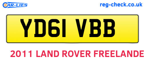 YD61VBB are the vehicle registration plates.